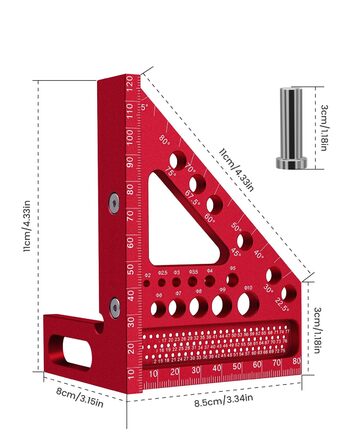 Столярний кутник, металевий кутник, металевий трикутник, преш, слюсарний кутник, транспортир, розмічальний інструмент, деревообробний кутник для точної розмітки та креслення