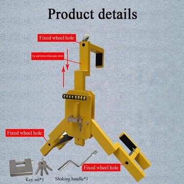 Важкий кіготь колеса, кіготь шини, блокування колеса, металевий стабілізатор багажника, протиугін, блокування клина колеса, автомобільний причіп, безпека коліс, кіготь блокування руху, автомобіль, підходить для автомобіля, t жовтий