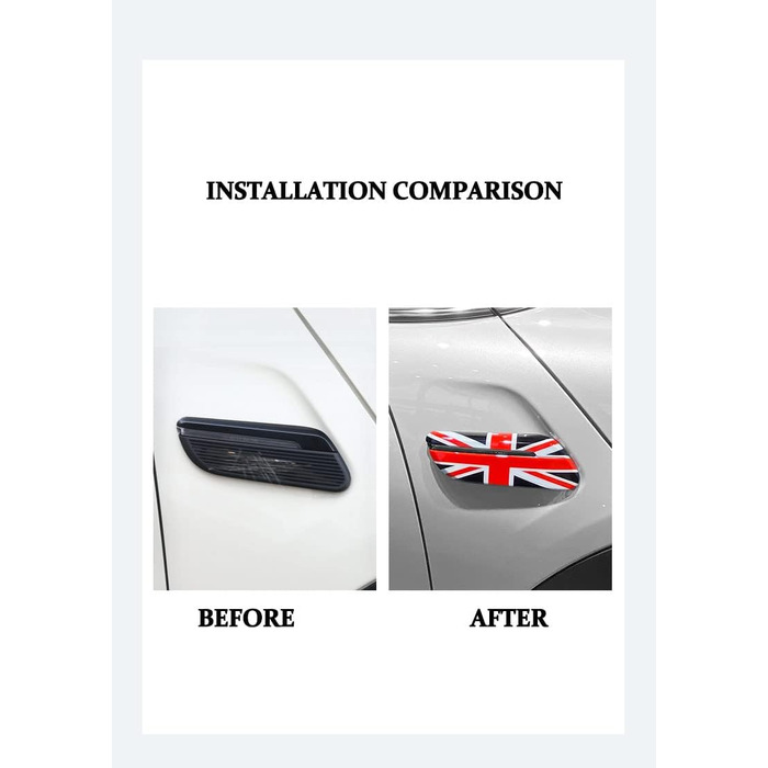 Бічна лампа Scuttle Light Pattern Fender Cap Чохол Сумісний з Mini Cooper F55 Hardtop F56 Hatchback F57 Covertible (Union Jack UK R, 2022)