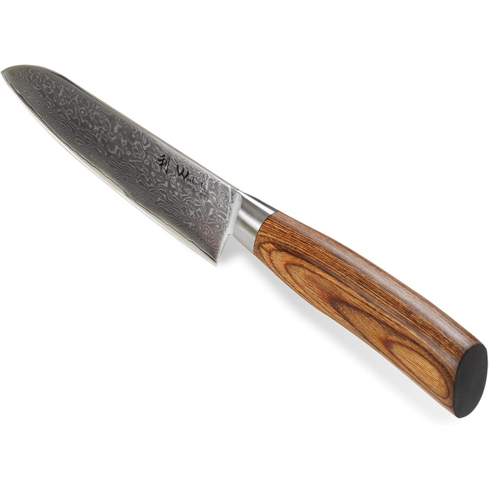 Дамаський ніж Wakoli EDIB Pro Santoku Лезо 16 см I висока продуктивність різання Стійкі та довговічні леза 67 шарів дамаської сталі ергономічна дерев'яна ручка пакка I унікального дизайну