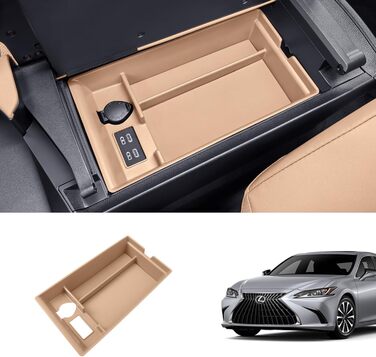 Сумісний з Lexus ES ES250, ES300, ES300h, ES350H, 2022, 2023, 2024, внутрішній підлокітник, ящик для зберігання, полиця з кронштейном, органайзер на центральній консолі, в Автомобільні аксесуари 2022-2024es Brown