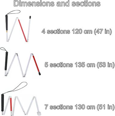 Телескопічна тростина Tavkomco, палиця для ходьби з алюмінієвого сплаву та титанового сплаву для людей похилого віку, допоміжні пристрої для сліпих або слабозорих, з червоною світловідбиваючою стрічкою (Ш, 135 см/53 дюйми) 135 см/53 дюйми B