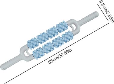 Паличка для масажу ніг, рельєфна напруга м'язів, масаж тіла Дворядний роликовий масажер для ніг, зручний масаж глибоких тканин для стресу, спина плечей, шия синя