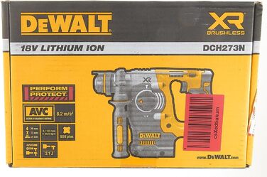 Акумуляторний комбінований перфоратор Dewalt 18В SDS-plus 24 мм DCH273N (безщітковий двигун, енергія удару 2,1 джоуля, низька вібрація, електричне зчеплення, регулювання швидкості обертання та удару, поставляється без акумулятора та зарядного пристрою) од