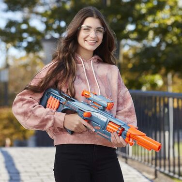 Бластер Nerf Elite 2.0 Eaglepoint RD-8, барабан на 8 дротиків, знімний телескоп і знімний ствол, з 16 дротиками Nerf і болтами, 27-метрова стрільбище, для хлопчиків і дівчаток