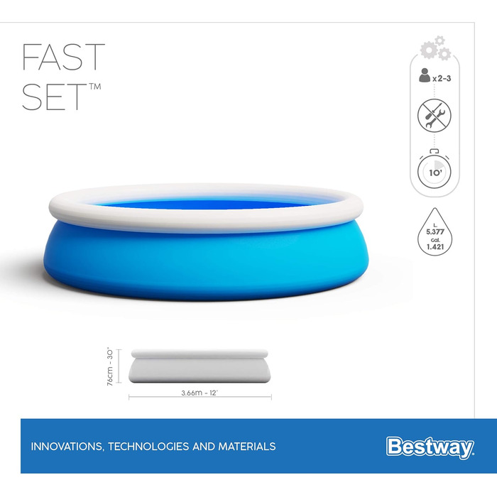 Набір круглих надувних басейнів Bestway Fast Set 3,66 м х 76 см