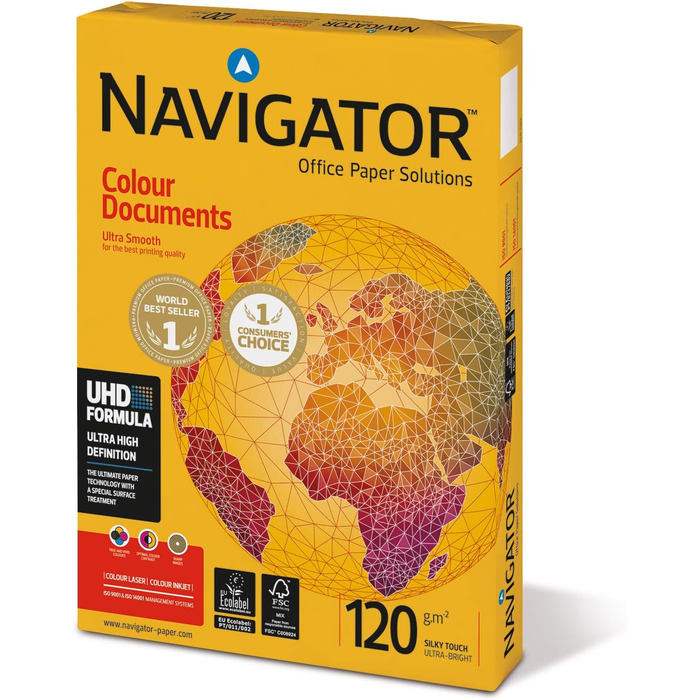 Папір Navigator Extra Smooth для кольорових документів (120 г/м, формат А3) 500 аркушів білого кольору