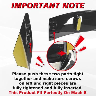 Для крила спойлера на даху Mach E GT Style, сумісний з зовнішніми аксесуарами Mustang Mach-E 2021-2023 років (чорний глянець)