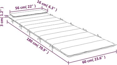 Подушка для шезлонга CIADAZ чорна 180x60x3 см Подушка для шезлонга Oxford, подушка для шезлонга, подушка для шезлонга, подушка для лавки, подушка для стільця для високих стільців, подушки для шезлонга - 361859