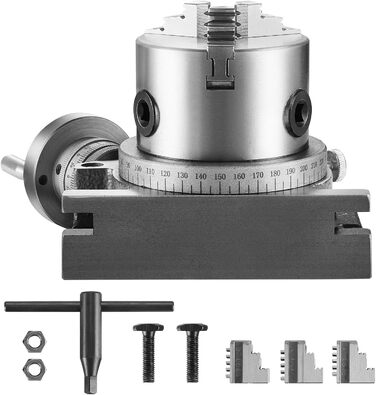 Поворотний стіл VEVOR для фрезерних верстатів 4''/100 мм з 3-кулачковим патроном 3,1''/80 мм
