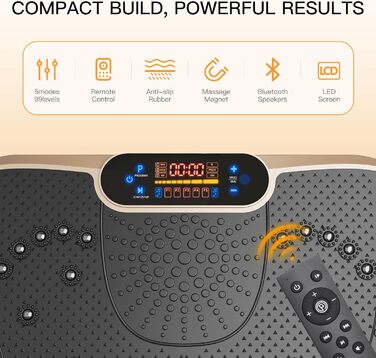 Вібраційні пластини Dripex, 3D-тренувальний пристрій з 99 рівнями вібрації Спортивний інвентар для дому, Фітнес Вібраційна пластина для вправ для всього тіла Домашні тренування Золотистий і чорний