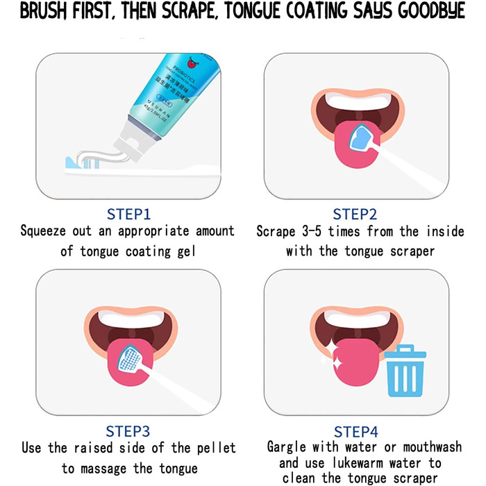 Щітка для гігієни порожнини рота та гель для чищення язика, набір гелів для чищення язика з пробіотиками, щітка для чищення язика від неприємного запаху з рота, скребок для язика для догляду за ротовою порожниною (м'ята)