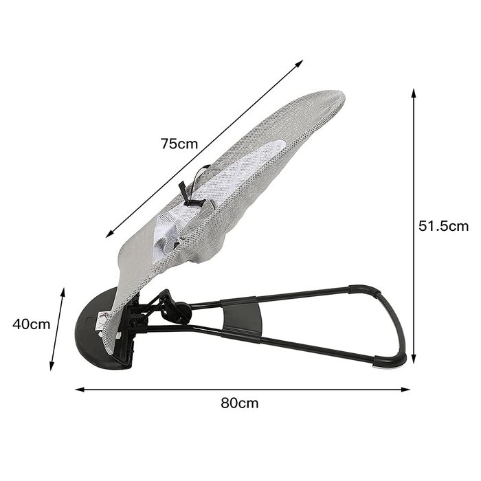 Дитяча сітка, крісло-гойдалка, шезлонг для немовлят з ременем, спинка регулюється в 3 положеннях, легка шезлонг (сіра)