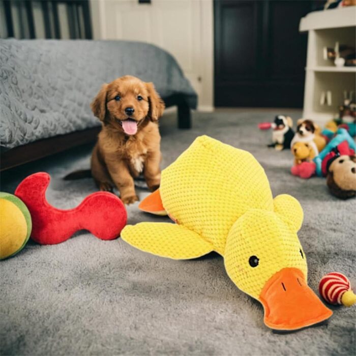 Антистрес Duck Dog, Антистрес Duck, Yellow Squeaky Toy Інтерактивна іграшка для собак, Плюшева жувальна іграшка для собак. Спокійний і врівноважений Антистрес Duck (Yellow, S)