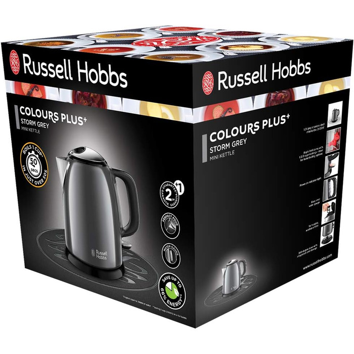 Електричний чайник Russell Hobbs малий 1,0 л Кольори Нержавіюча сталь Сірий (2400 Вт, функція приготування під тиском, знімний фільтр від накипу, зовнішній індикатор рівня води, маленький туристичний чайник)Чайник 24993-70 Електричний чайник 1л