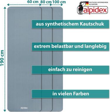 Килимок для йоги ALPIDEX Дуже товстий гімнастичний килимок 1,5 см 3 розміри Нековзний фітнес-килимок без фталатів Перенесення ременя Гімнастика Пілатес Спорт Фізіо HiiT Тренувальний килимок для йоги Килимок для сну (крижано-блакитний, 190 x 100 x 1,5 см)