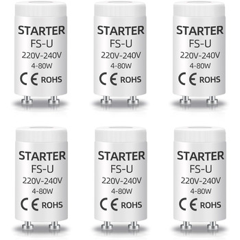 6pcs 4-80W FSU FSU Luminescent Tube Starter, AC 220-240V, UV Light Control Control Accessories, Long lifetime, Fits for Fluorescent Lamps, Aquarium UVC Lights, Neon Lights, 6pcs 4-80W FSU FSU Luminescent Tube Starter, AC 220-240V, UV Light Control Control