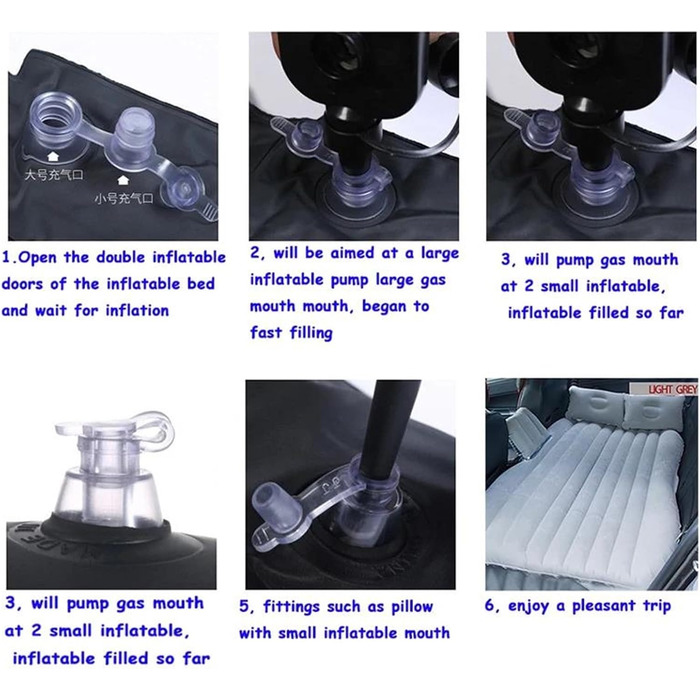 Автомобільний надувний матрац GLILAR Надувний автомобільний матрац, Спальний матрац, Надувне ліжко, Автомобіль, Надувне ліжко, Повітряна подушка для заднього сидіння автомобіля, Кемпінг, Подорожі, Портативні автомобільні аксесуари (чорний) Чорний