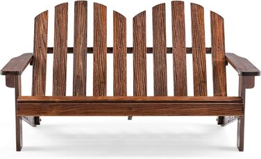 Крісло COSTWAY Adirondack для дітей, 2-місне дерев'яне крісло Adirondack з високою спинкою, стійке до погодних умов садове крісло для балкона, саду та двору (коричневий)