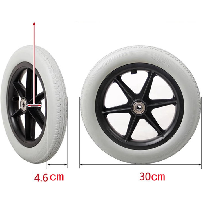 Дюймові ручні аксесуари для задніх коліс інвалідного візка з твердими шинами зносостійкі та довговічні (чорні) 12 дюймів чорні, 12-