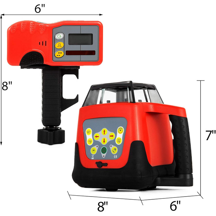 Професійний червоний обертовий лазер максимальна робоча дальність 500 м, лінійний лазер 360 градусів лазерний висотомір водо- та пилонепроникний на відкритому повітрі час роботи 20 годин з пультом дистанційного керування та захисними окулярами обертовий л