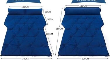 Автомобільний матрац WOLWES Автоматичний надувний надувний матрац Подушка для кемпінгу Багатофункціональне надувне ліжко для автомобіля Спальний матрац для дорослих Інтер'єр автомобіля Дорожнє ліжечко (синій, розмір 2) Синій Розмір 2