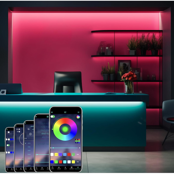 Світлодіодна стрічка Kowanie RGB 10 м - APP Bluetooth Band 16Mio Music Sync Освітлення кімнати Світлова стрічка, що змінює колір, самоклеюча, затемнюється з дистанційним керуванням Світло для внутрішньої спальні Телевізійний монітор кімнати