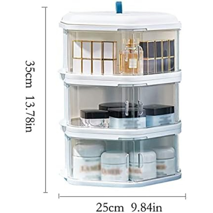 Органайзер для косметичного догляду за шкірою UPGENT, багатошаровий настільний туалетний столик, прозорий туалетний столик з кришкою, місце для зберігання лаку для нігтів, косметики, маски, помади, на