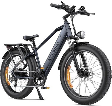 Гірські електричні велосипеди ENGWE E Bike, акумулятор Ebike 48V 16Ah до 150 км, електронний велосипед з жирними шинами 26x4 дюйма, електричний велосипед з двигуном 250 Вт макс. 25 км/год, E26 High-Step Galaxie Grey-HT