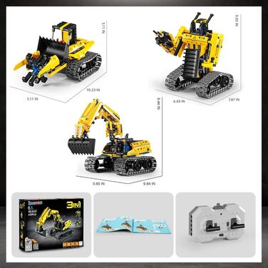 Подарунки для дітей Хлопчики від 6 7 8 9 10 11 12 років, 3 IN 1 Remote Controlled Technology Construction Toy Set, 430 Pieces RC Excavator Robot Site App & Remote Control, Technic STEM Construction Kits