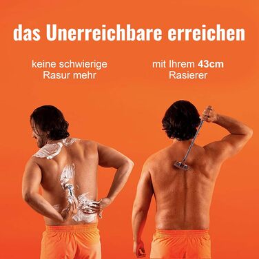 Легке гоління бритвою для чоловіків, два налаштування та стрижень з нержавіючої сталі 43 см - можна використовувати з недорогими подвійними лезами середнього розміру, 2.2 Back Shaver Men -