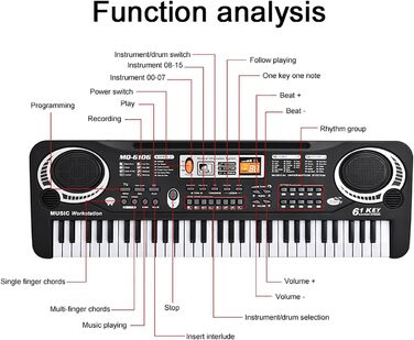 Іграшка для дітей, багатофункціональна, з 61 клавішею, з мікрофоном, міні-піаніно, електрична, з 6 демонстраціями, підходить для дітей