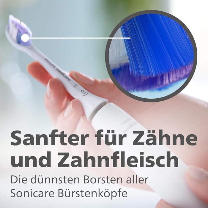 Щітки Philips Sonicare, насадка для чутливої щітки S2 з ультрам'якою щетиною для чутливих зубів і ясен, біла, 4 шт. и (модель HX6054/10)