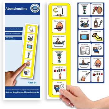 Вечірній режим для дітей з аутизмом/СДВГ - щоденник-планувальник для дітей з 12 картками - високоякісний довготривалий візуальний структурований кінець дня