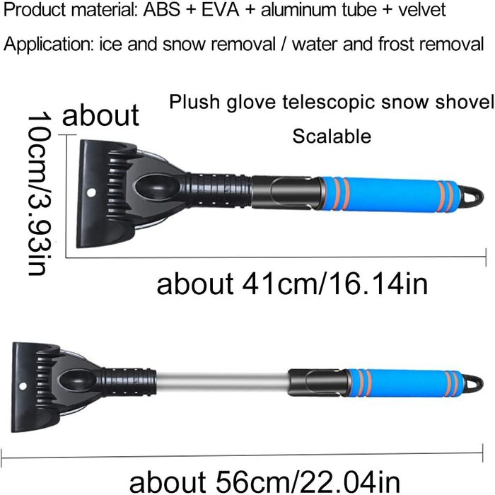 Скребок для льоду з рукавичкою Скребок для льоду з нековзною ручкою Скребок для льоду автомобіля Лобове скло Вікно Лопата для снігу (чорний)