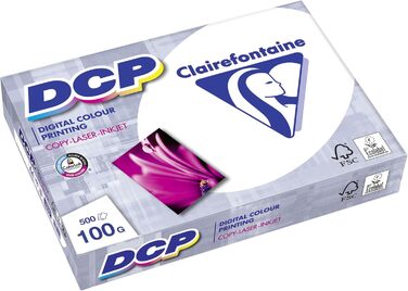 Папір для принтера Clairefontaine DCP сатинового білого кольору / 5 x 500 аркушів DIN A4 зі 100 грамами / Копіювальний папір преміум класу для інтенсивного кольорового художнього друку 100 г 500 аркушів