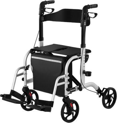 Транспортне крісло Uniprodo UNIROLL03 2in1 Rollator Допоміжний засіб для ходьби 2 в 1 з підставками для ніг