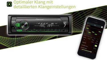 Приймач PIONEER 1-DIN з Bluetooth, червоним/білим підсвічуванням, роз'ємом USB/3,5 мм, Spotify, додатком Pioneer Smart Sync і сумісний з пристроями Apple і Android, червоний/чорний, MVH-S420BT (чорний, зелений, без Bluetooth, одинарний)