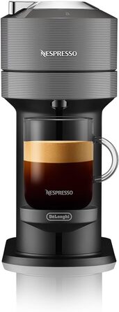 Кавова капсульна машина Nespresso De'Longhi ENV 120.GY Vertuo Next, 1500 Вт, 1,1 л, 42,9 x 14,2 x 31,9 см, сіра без піноутворювача молока