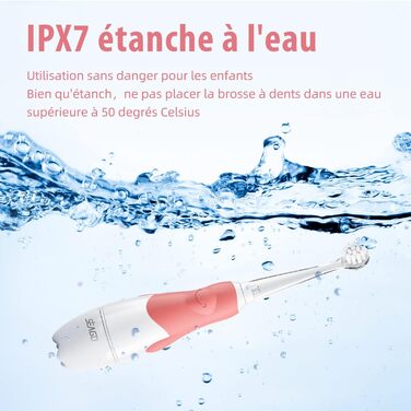 Електрична зубна щітка Seago для дітей від 6 місяців до 4 років, водонепроникна, розумний таймер, світлодіодні лампи з кольором і 4 насадками для щітки, акумулятор для немовлят з батарейками SG513 (рожевий)