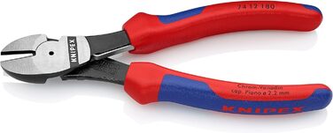 Діагональні кусачки Knipex Kraft чорні атраментовані, з багатокомпонентними ручками 180 мм 74 12 180