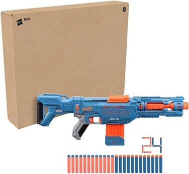 Бластер NERF Elite 2.0 Echo CS-10 - 24 дротики NERF, магазин на 10 дротиків, знімний плечовий ремінь та подовжувач ствола, 4 тактичні рейки, упаковка без розчарувань