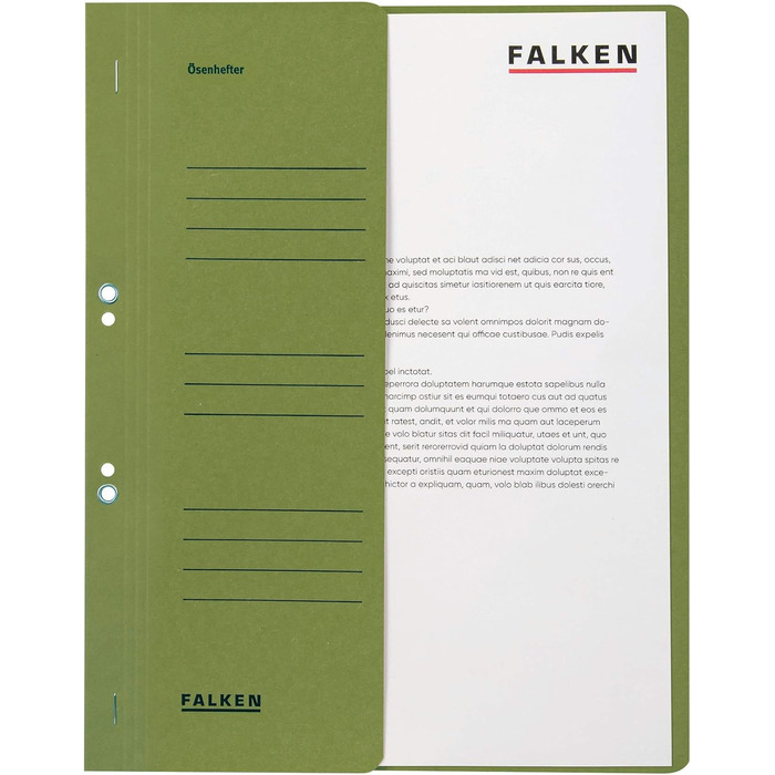 Оригінальний степлер Falken 50 Pack. Зроблено в Німеччині. Виготовлений з переробленого картону з половиною передньої обкладинки та комерційною строчкою для папки степлера DIN A4 Blue Angel (зелений)