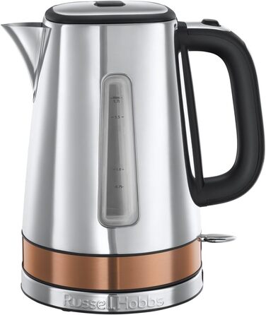 Чайник Russell Hobbs 1,7 л, 2400 Вт Luna з нержавіючої сталі мідь (функція приготування під тиском, знімний фільтр з вапном, зовнішній індикатор рівня води, автомат. Чайник для заварювання 24280-70