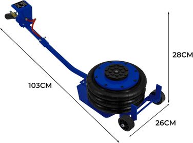 Пневматичний домкрат 3,5 т Швидкий автомобільний домкрат на 3-5 секунд Маневровий домкрат для ремонту автомобіля, заміна шин з довгою важільною ручкою 3 повітряні подушки, прогумовані ручки, домкрат висотою підйому 16,5 40 см з важільною ручкою