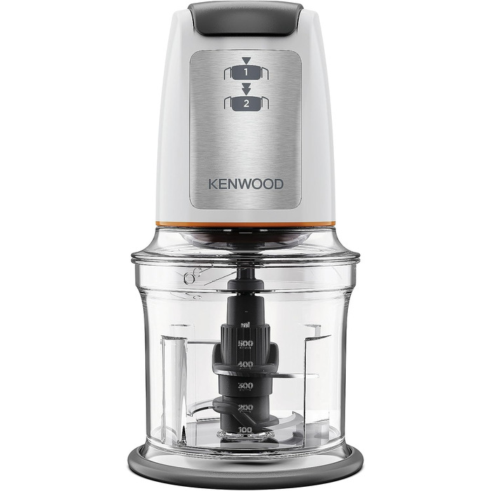 Подрібнювач Kenwood Easy Chop CHP61.100WH, електричний міні-універсальний подрібнювач з 2 налаштуваннями швидкості, робочий контейнер 0,5 л, 500 Вт, білий робочий контейнер 0,5 л 500 Вт