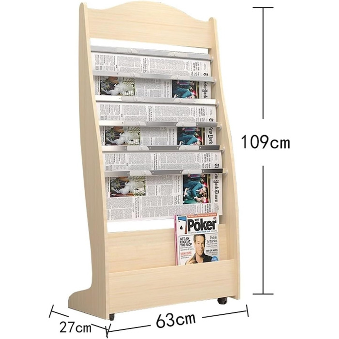 Підлоговий стелаж для журналів Підлоговий стелаж для журналів, колір клен/горіх, стелаж для журналів, стелаж для книг і газет, дерев'яний стелаж для журналів, стелаж для брошур Informatio