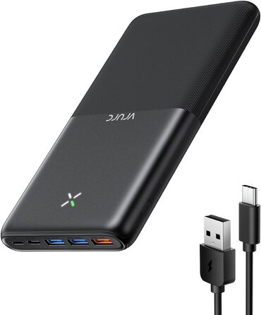 Powerbank VRURC 30000mAh, 22.5W? з 4 виходами і 3 входами, чорний