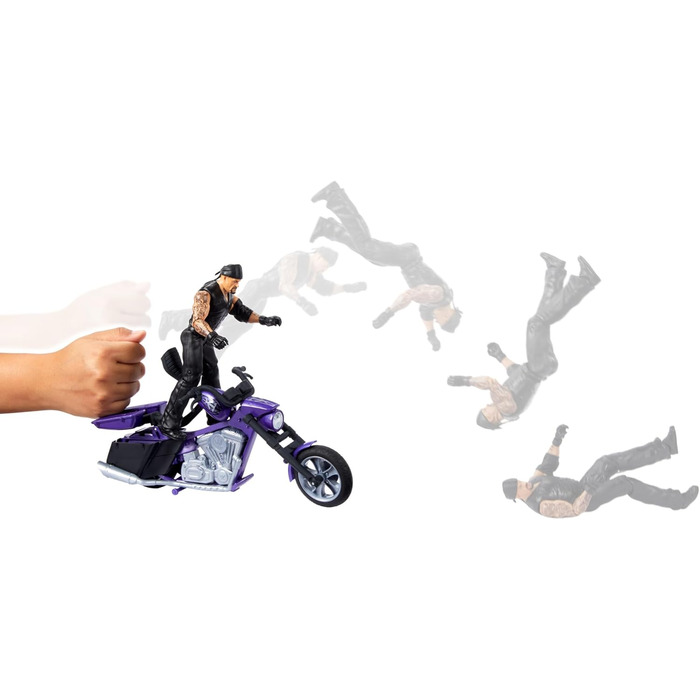 Транспортний засіб Mattel WWE WREKKIN SLAMCYCLE та фігурка Undertaker - мотоцикл Boneyard Slamcycle з 8 деталями, що розпадаються на частини, включаючи фігурку WWE Undertaker, ланцюговий підйомник та пусковий механізм з катапультованим сидінням, HTR84