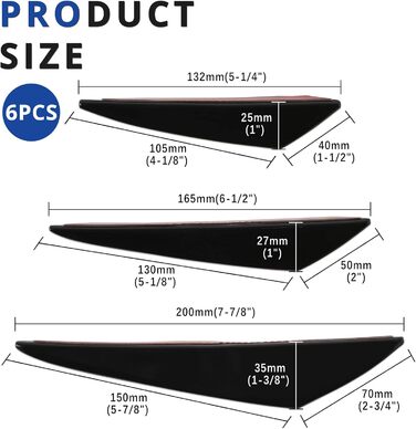 Автомобільний спойлер Універсальний передній бампер Губороздільник Автомобільний екстер'єр М'які ребра Спойлер Губа Передній бампер Спойлер Кузов автомобіля Смуга проти зіткнення Прикраса Наклейка на наклейку, чорний Чорний, 6Pcs